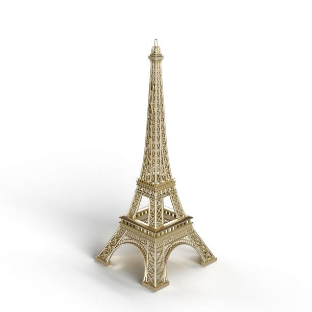 istock 3D render of a golden Eiffel Tower figure isolated on a white background 1440020987