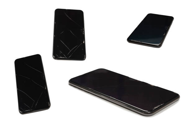 istock Smart phone with broken screen. isolated on a white background. 1440021134