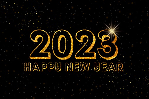 Happy new year 2023 black and golden poster.