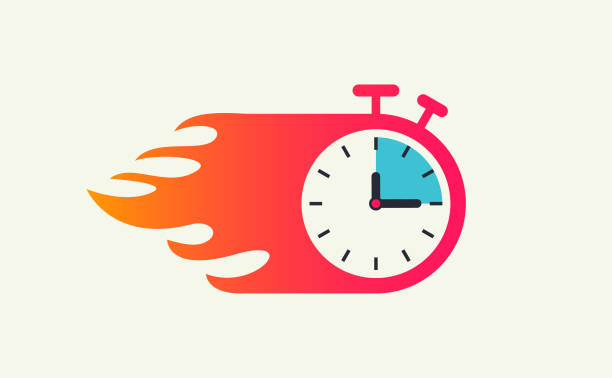 czas dostawy: szybka prędkość ognia - stopwatch time urgency fire stock illustrations