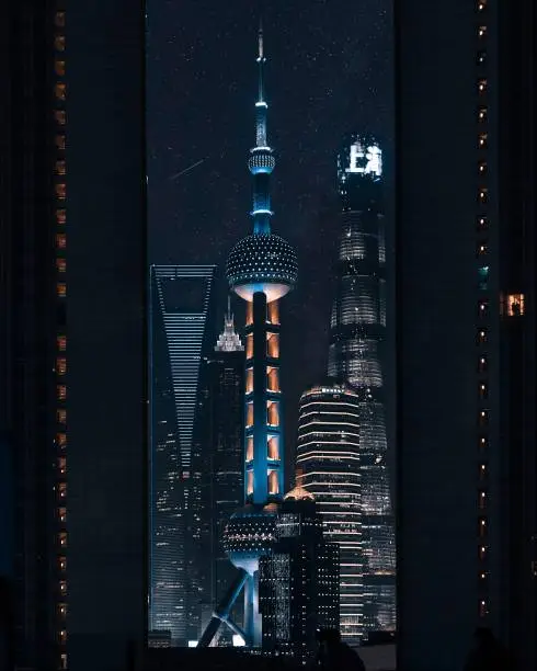 Photo of Beautiful vertical shot of Oriental Pearl TV Tower in Shanghai, China