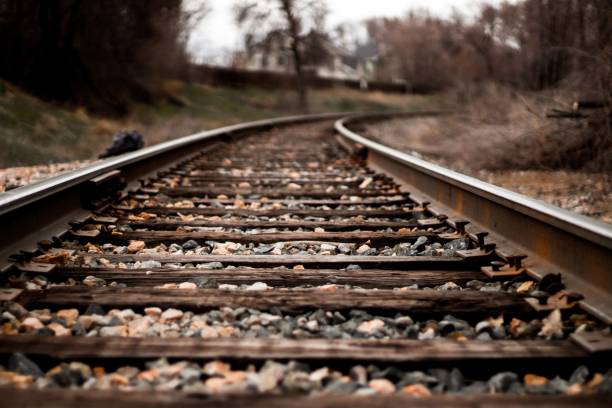 istock Selective closeup shot of a train rail 1440024569