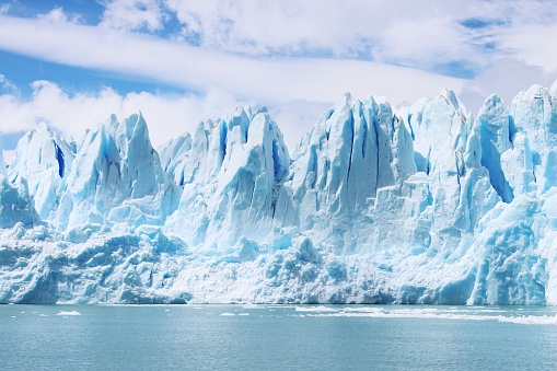 A beautiful shot of icebergs in glacier Perito Moreno, in Patagonia, Argentina