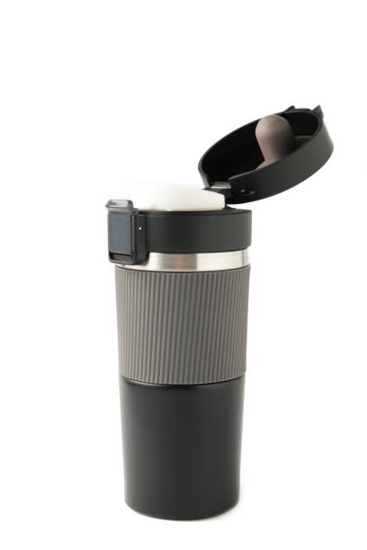 istock Black thermo mug isolated on white background 1440028306