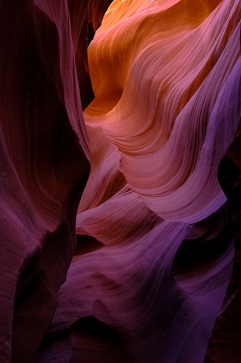 A vertical shot of the Antelope Canyon in Arizona