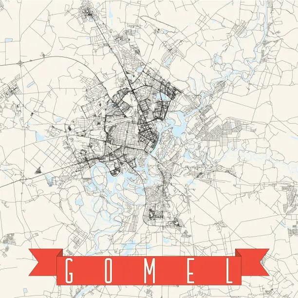 Vector illustration of Gomel, Belarus Vector Map