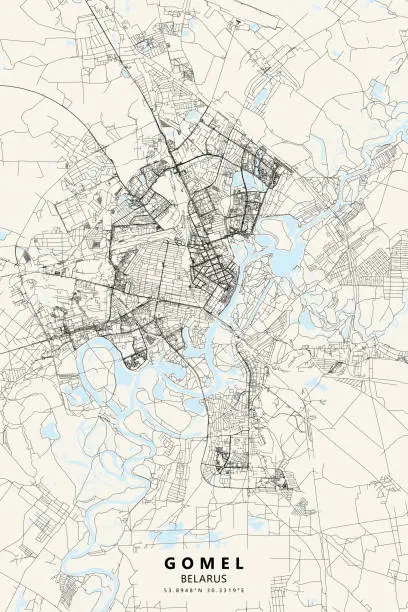 Vector illustration of Gomel, Belarus Vector Map