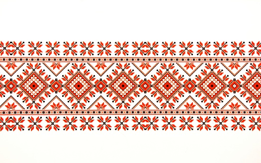 A beautiful traditional Moldavian ornament pattern on a white background