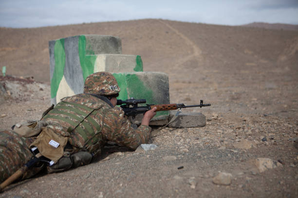 Yerevan, Armenia – October 17, 2018: Units of Armenian Army during military exercises in Armenia
