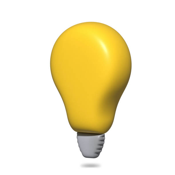 istock Minimal Idea Design Concept Yellow bulb on white background - 3d render illustration. cartoon icon. 1440033109