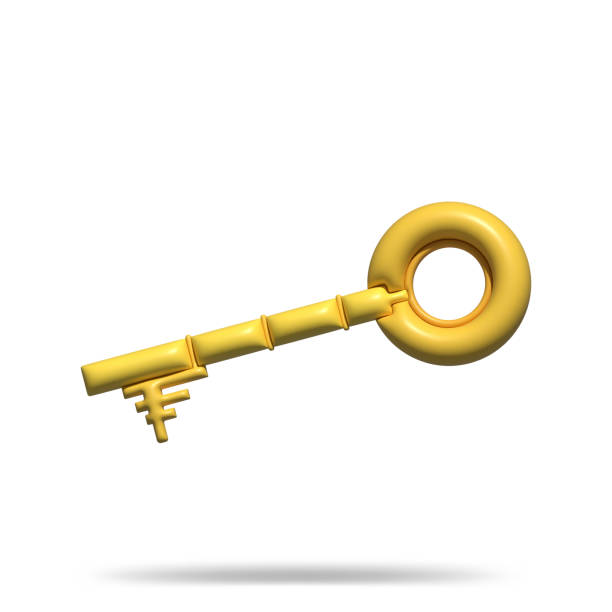 istock Key. Protection, security, real estate concept. 3d render illustrator icon. Cartoon minimal style. 1440033344