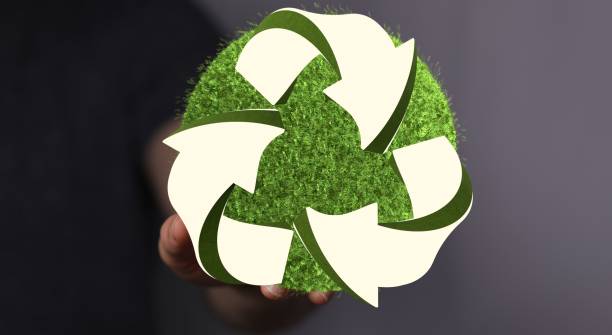 istock Man presenting 3D rendered recycle icon above his palm, eco friendly and sustainability concept 1440033524