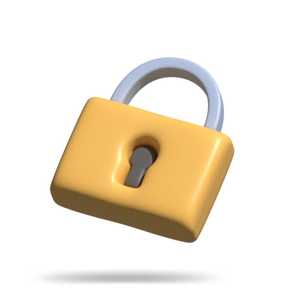istock Padlock, lock. Security, safety, encryption, protection, privacy concept. 3d rendering illustration icon. Cartoon minimal style. 1440034789