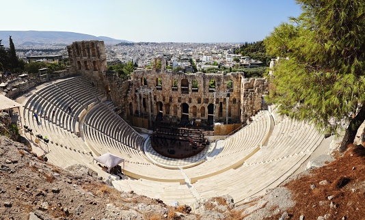 A beautiful shot of the Odeon of Herodes Atticus in Athens, Greece