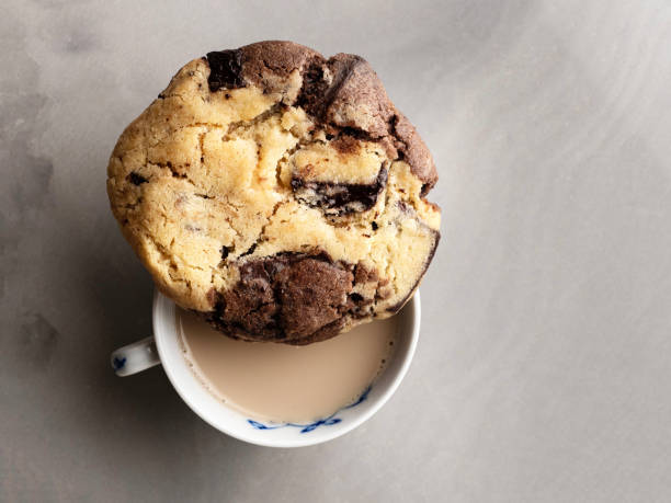 Chocolate chip cookie with coffee, Cookie, Biscuit stock photo