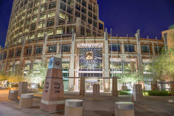 Phoenix Arizona City Hall at Night stock photo