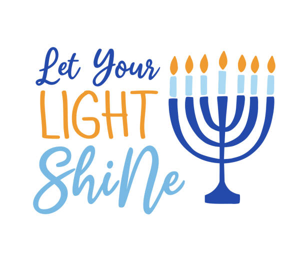 당신의 빛을 비추십시오. 하누카 배너 템플릿 디자인 - judaism hanukkah menorah symbol stock illustrations