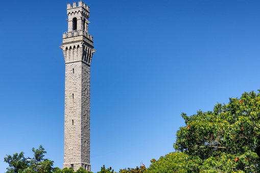 Providencetown, Massachusetts, USA - September 14, 2022:  Pilgram monument tower built between 1907 and 1910 the tallest all-granite structure in the United States.