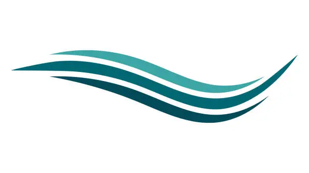 Vector illustration of Deep teal sea, wave water sea ocean ripple, shape wavy