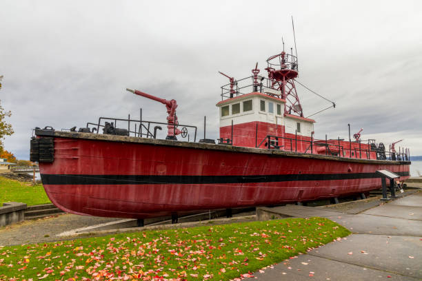 Historic Tacoma Fireboat No 1 on display on Ruston Way waterfront in Tacoma, Washington