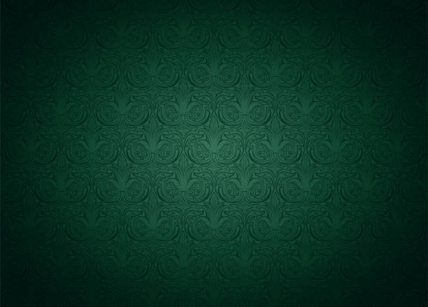 illustrations, cliparts, dessins animés et icônes de fond horizontal royal, vintage, gothique en vert avec un ornement antique classique, rococo. illustration vectorielle - wallpaper pattern silk pattern rococo style