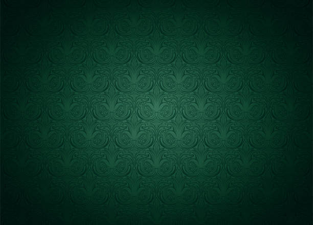 istock Royal, vintage, Gothic horizontal background in green with a classic antique ornament, Rococo. Vector illustration 1440057598