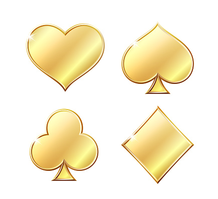 Golden Suit of playing cards. Vector illustration isolated on white background