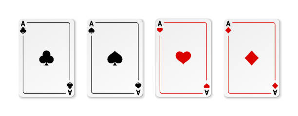 illustrations, cliparts, dessins animés et icônes de ensemble de quatre jeu aces de cartes - ace of hearts