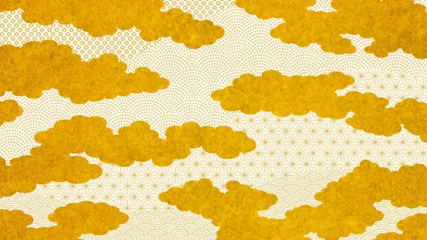 Vector illustration of Cloud collection. Japanese taraditional pattern background.