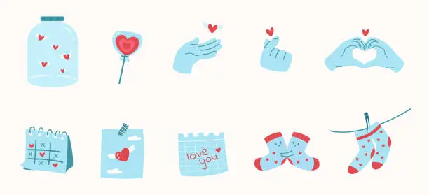 Vector illustration of Set for valentines day or love relationship