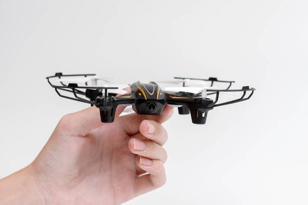 istock Aerial drone in hand on a white background. 1440066688