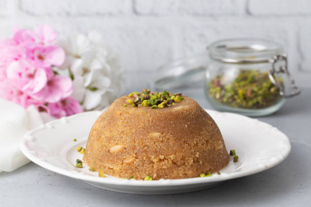 istock Traditional Turkish semolina sweet desert halva (Turkish name; irmik helvasi) 1440067623