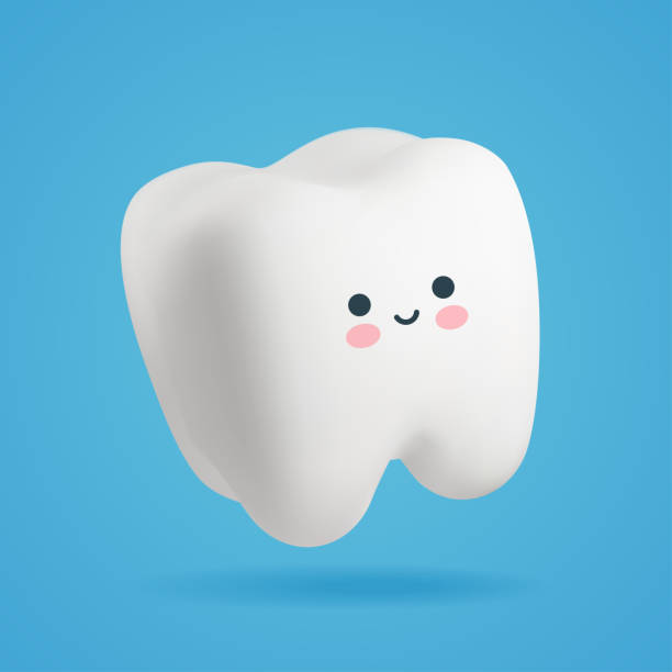 Cute baby kawaii tooth 3d Cute baby kawaii tooth 3d. Vector cartoon character of a tooth. Illustration for pediatric dentistry dentist stock illustrations