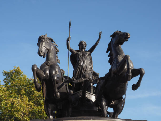 Boadicea statue in London London, UK - Circa October 2022: Boadicea and Her Daughters bronze sculptural group by sculptor Thomas Thornycroft circa 1883 boadicea statue stock pictures, royalty-free photos & images