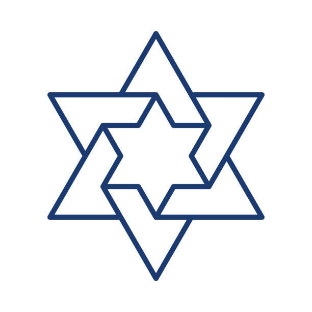Six-pointed star twists into the center in Jewish star of David in line style vector illustration with editable stroke Six-pointed star twists into the center in Jewish star of David in line style vector illustration with editable stroke star of david logo stock illustrations