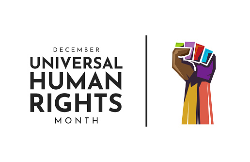 Universal Human Rights Month card, poster, December. Vector illustration. EPS10