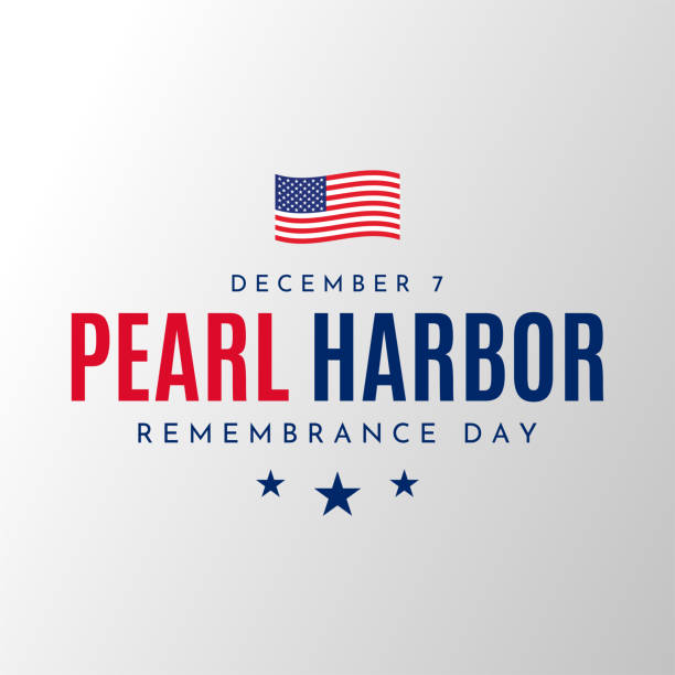 pearl harbor remembrance day card, poster. december 7. vector - pearl harbor stock illustrations