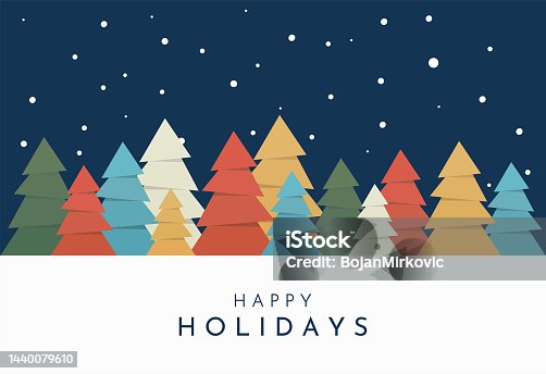 istock Happy Holidays Christmas greeting card. Vector 1440079610