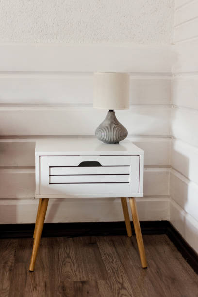 istock White wooden bedside table with lamp 1440080208