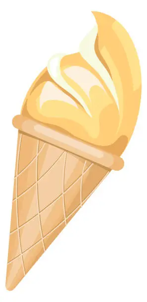 Vector illustration of Waffle cone with ice cream ball. Cartoon icon