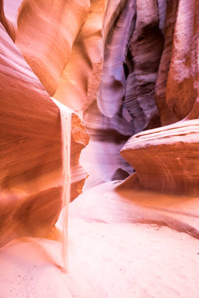 istock Red sandstone texture of the Lower Antelope canyon - great for a background 1440091104
