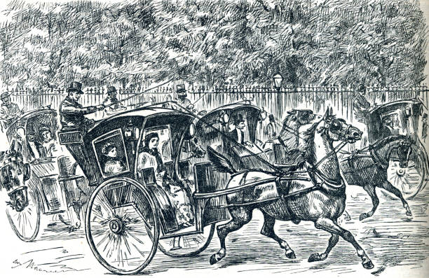 istock Rush hour and horse and coaches travelling Victorian England 19th century 1440092750