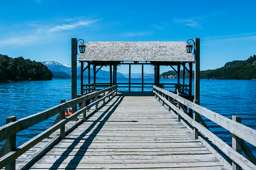 vacations in patagonia villa la angostura, lake, dog, dock