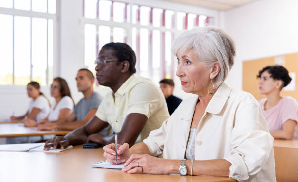 istock Senior woman attending foreign language course 1440098937