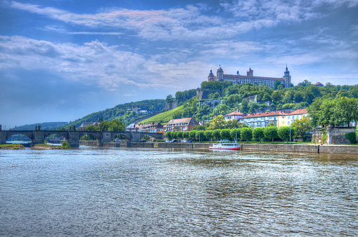 Main river with Marienberg Fortress (Castle), Wurzburg, Bayern, Germany