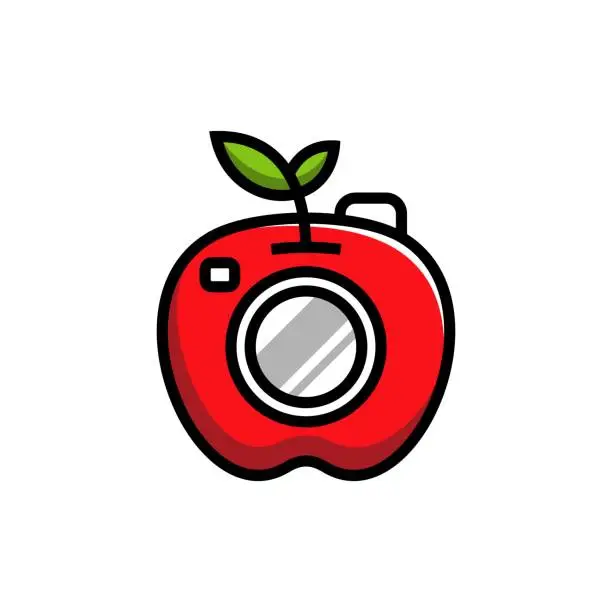 Vector illustration of Apple Camera Idea Logo Design