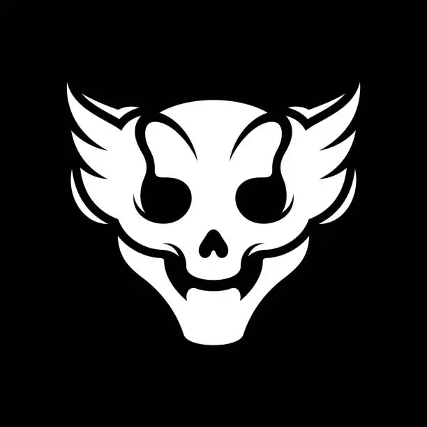Vector illustration of Skull Winged Simple Logo Design