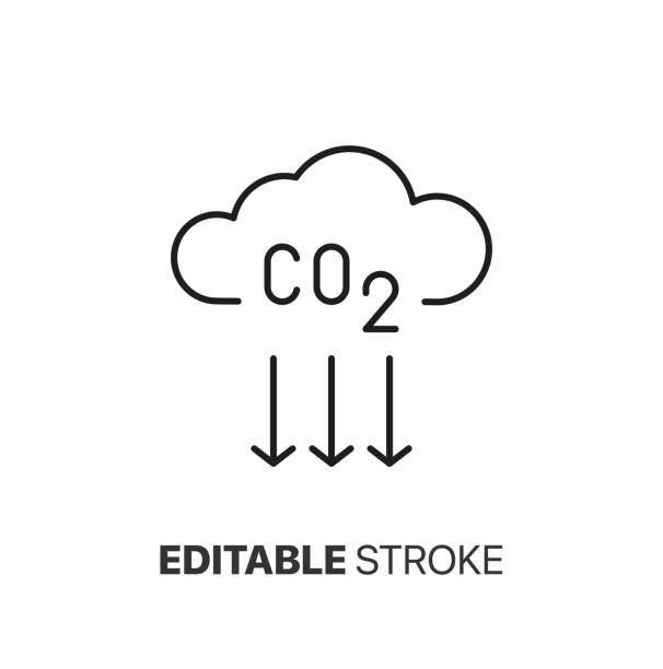 ikona co2. dwutlenek węgla, emisja co2 i płaski wektor global ecology - dioxide stock illustrations