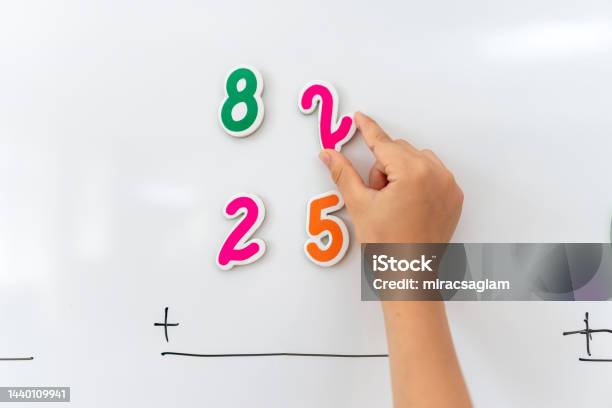 Istock Math Problems Primary School Student In Uniform Solving Math Problem With Magnetic ...
