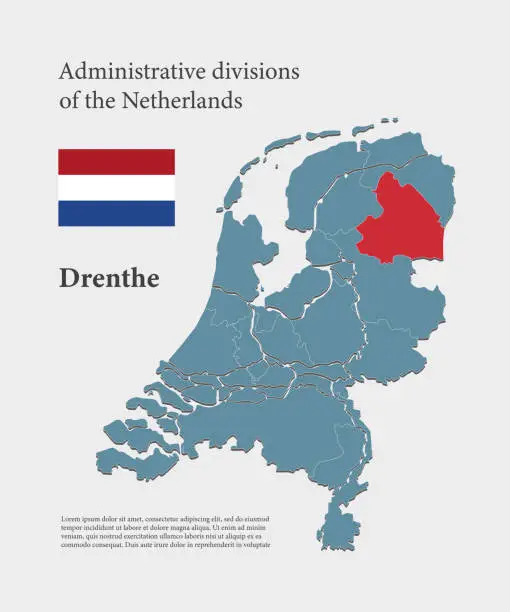 Vector illustration of Vector map Netherlands and district Drenthe